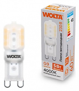 Лампа светодиодная [LED] Wolta G9 5W 4000K