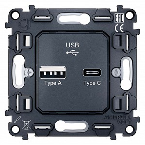 Механизм розетки 2хUSB type A и C Quant VM177