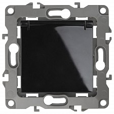 Розетка с заземлением и со шторкой, без рамки с крышкой Эра 12 12-2103-06