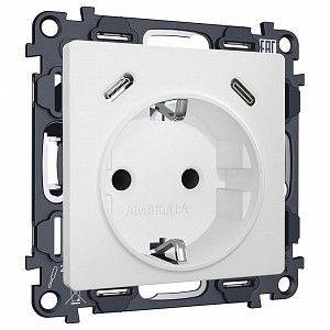 Розетка с заземлением и 2хUSB type C, без рамки MA MA130510