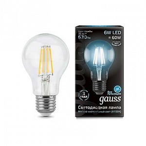 Лампа светодиодная [LED] Gauss E27 6W 4100K