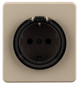 Розетка с заземлением и со шторкой, без рамки с крышкой ROUND KR-78-0702-7
