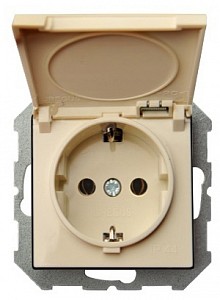 Розетка влагозащищенная с заземлением с крышкой, без рамки EPSILON 28-069