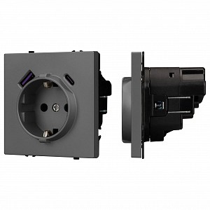 Розетка с заземлением и 2хUSB type A, без рамки SCT 054287