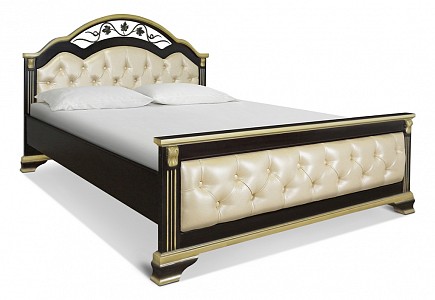 Полутораспальная кровать Элизабет-2  каштан с золотой патиной, черный  