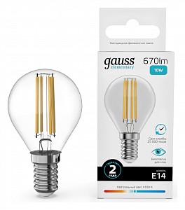 Лампа светодиодная [LED] Gauss E14 10W 4100K