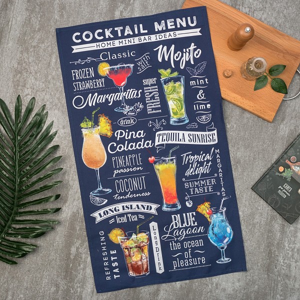 

Полотенце для кухни Cocktail menu, Синий, Cocktail menu