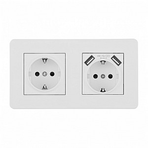 Розетка с заземлением и со шторкой и 2хUSB SET16-2 SET16-2-47-1-40-1 white