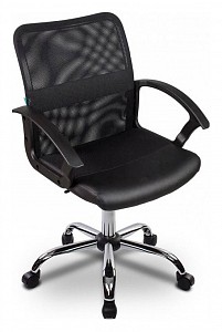 Кресло офисное , черный, кожа искусственная, текстиль