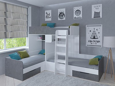 Кровать для детской комнаты Трио RVM_TRIO-35-10