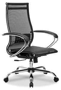 Кресло офисное МЕТТА-9(MPRU), черный, сетка, экокожа