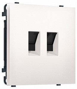 Розетка двойная Ethernet RJ-45 и со шторками, без рамки MS MS212110