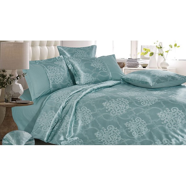 

Комплект евростандарт Satin jacquard, Бирюзовый, Satin jacquard