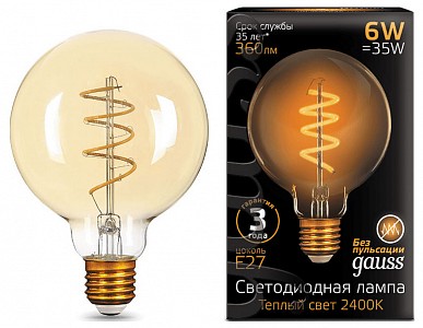 Лампа светодиодная [LED] Gauss E27 6W 2400K