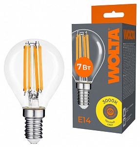 Лампа светодиодная [LED] Wolta E14 7W 3000K