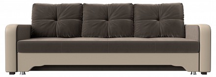 Прямой диван Ник-3 еврокнижка, велюр, экокожа