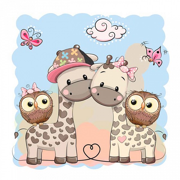 

Картина (40х40 см) Жирафы совы HE-101-116, (40х40 см) Жирафы совы HE-101-116, Бежевый;голубой