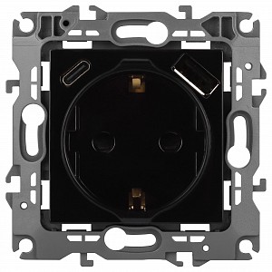 Розетка с заземлением и со шторкой и 2хUSB, без рамки Эра 12 12-4108-06