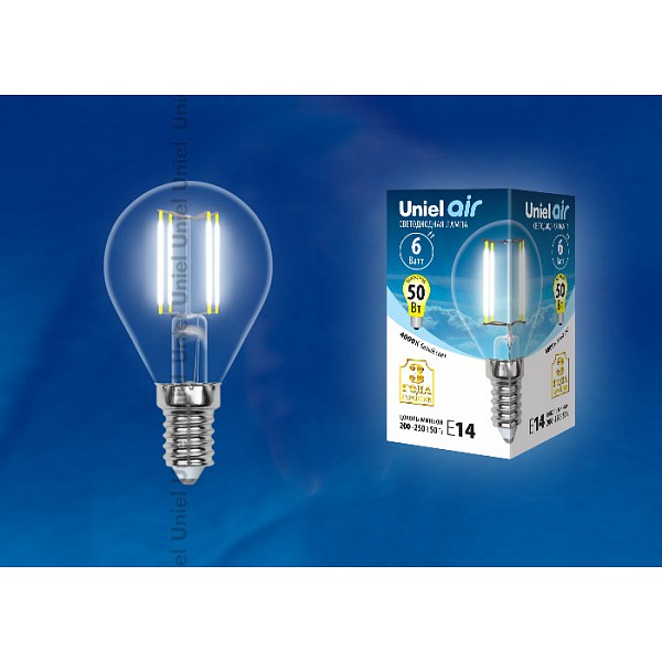 

Лампа светодиодная Air E14 220В 6Вт 4000K LED-G45-6W/NW/E14/CL GLA01TR картон, Air E14 220В 6Вт 4000K LED-G45-6W/NW/E14/CL GLA01TR картон