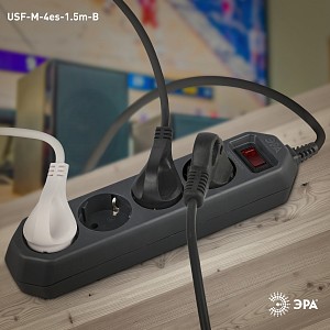 Удлинитель с выключателем  USF-M-4es-1.5m-B