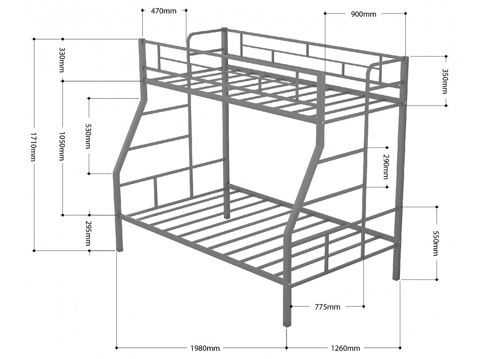 Кровать двухъярусная металлическая раута