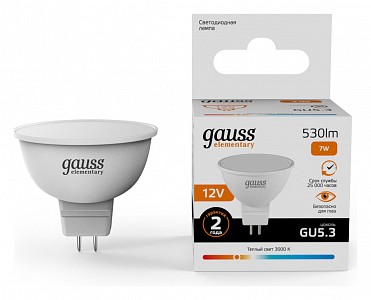 Лампа светодиодная [LED] Gauss GU5.3 7W 3000K