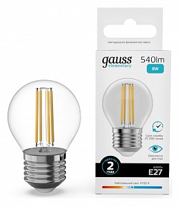 Лампа светодиодная [LED] Gauss E27 8W 4100K