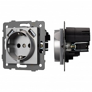 Розетка с заземлением и 2хUSB type A, без рамки SCT 49820