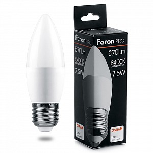 Лампа светодиодная [LED] Feron E27 7.5W 6400K