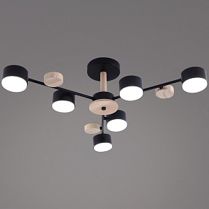 Люстра на штанге Reluce  03758-0.3-06 BK+WOOD GX53 (Италия)