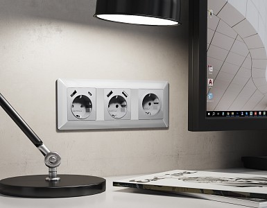 Накладка для розетки с заземлением и со шторками и 2хUSB type A Quant AP4090