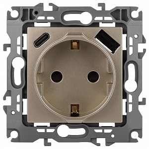 Розетка с заземлением и со шторкой и 2хUSB, без рамки Эра 12 12-4108-04 Розетка с заземлением и со шторкой и 2хUSB, без рамки Эра 12 12-4108-04