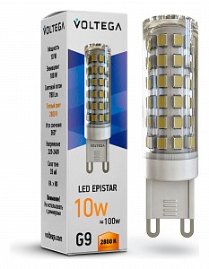 Лампа светодиодная [LED] Voltega G9 10W 2800K