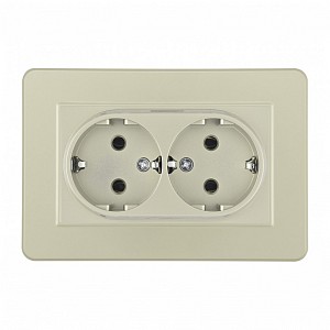 Розетка двойная с заземлением и со шторкой SET16-2 SET16-double-40-2 shampan