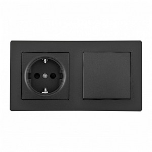 Блок с розеткой и выключателем SET06-2 SET06-2-30-1-40-1 black