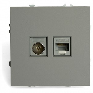 ТВ-розетка и розетка Ethernet RJ-45 без рамки Эмили 49950