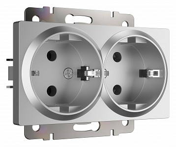 Розетка двойная с заземлением, без рамки Серебряный W1172006 Розетка двойная с заземлением, без рамки Серебряный W1172006