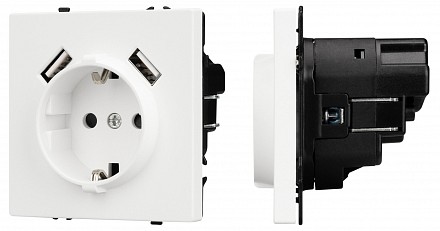 Розетка с заземлением и со шторкой и 2хUSB type A, без рамки NOBE 054288(1)