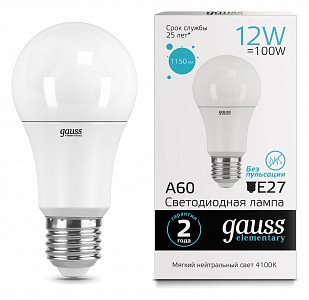 Лампа светодиодная [LED] Gauss E27 12W 4100K