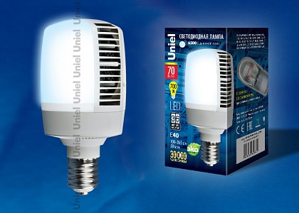 Лампа светодиодная [LED] Uniel E40 70W 6500K