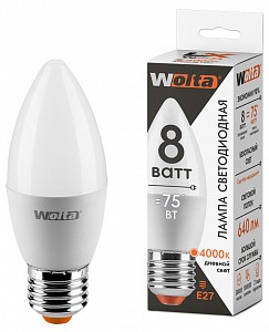 Лампа светодиодная [LED] Wolta E27 8W 4000K