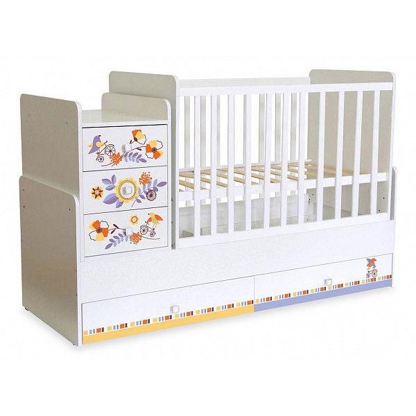 

Кроватка-трансформер Polini kids Simple 1100 с комодом, Polini kids Simple 1100 с комодом