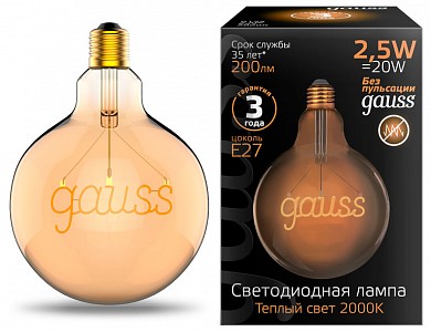 Лампа светодиодная [LED] Gauss E27 2.5W 2000K