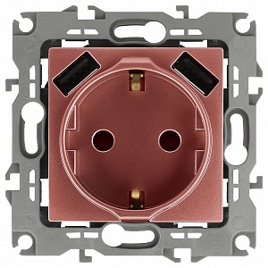Розетка с заземлением и со шторкой и 2хUSB, без рамки Эра 12 12-4109-14