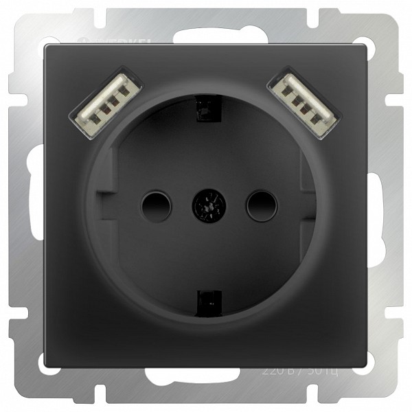 

Розетка с заземлением, шторками и 2хUSB, без рамки Черный матовый WL08-SKGS-USBx2-IP20, Черный матовый WL08-SKGS-USBx2-IP20