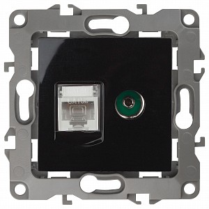 ТВ-розетка и розетка Ethernet RJ-45 без рамки Эра 12 12-3110-06
