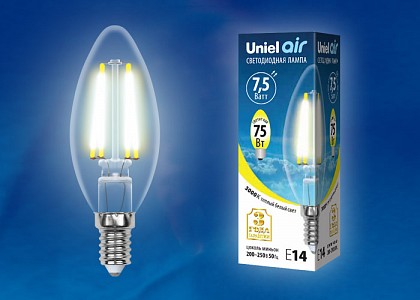 Лампа светодиодная [LED] Uniel E14 7.5W 3000K