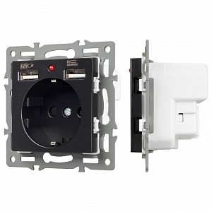 Розетка с заземлением и 2хUSB type A, без рамки SCT 43734