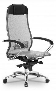 Кресло S-1.04, серый, черный, кожа искусственная NewLeather, ткань сетчатая, армированная арамидным волокном