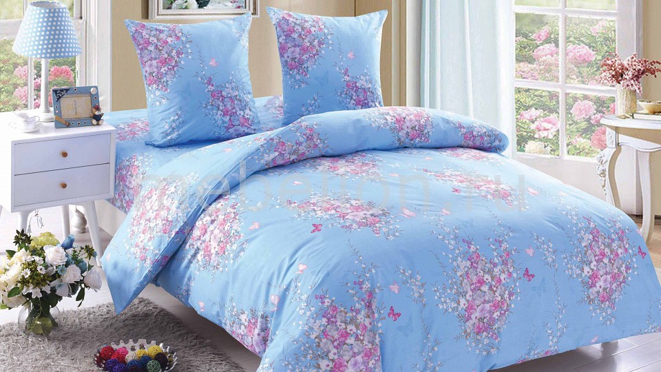 

Комплект полутораспальный Flora, Белый;голубой;розовый
